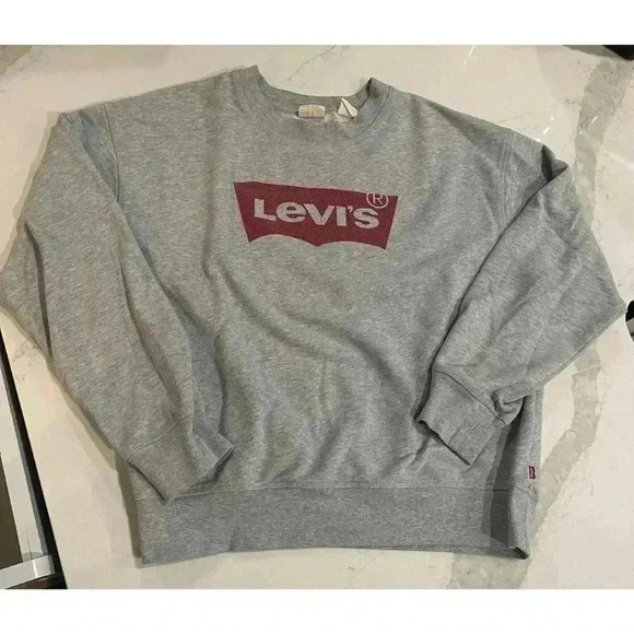 Levi's Women's Gray Logo Crewneck Pullover Sweatshirt Size Medium - Picture 1 of 6